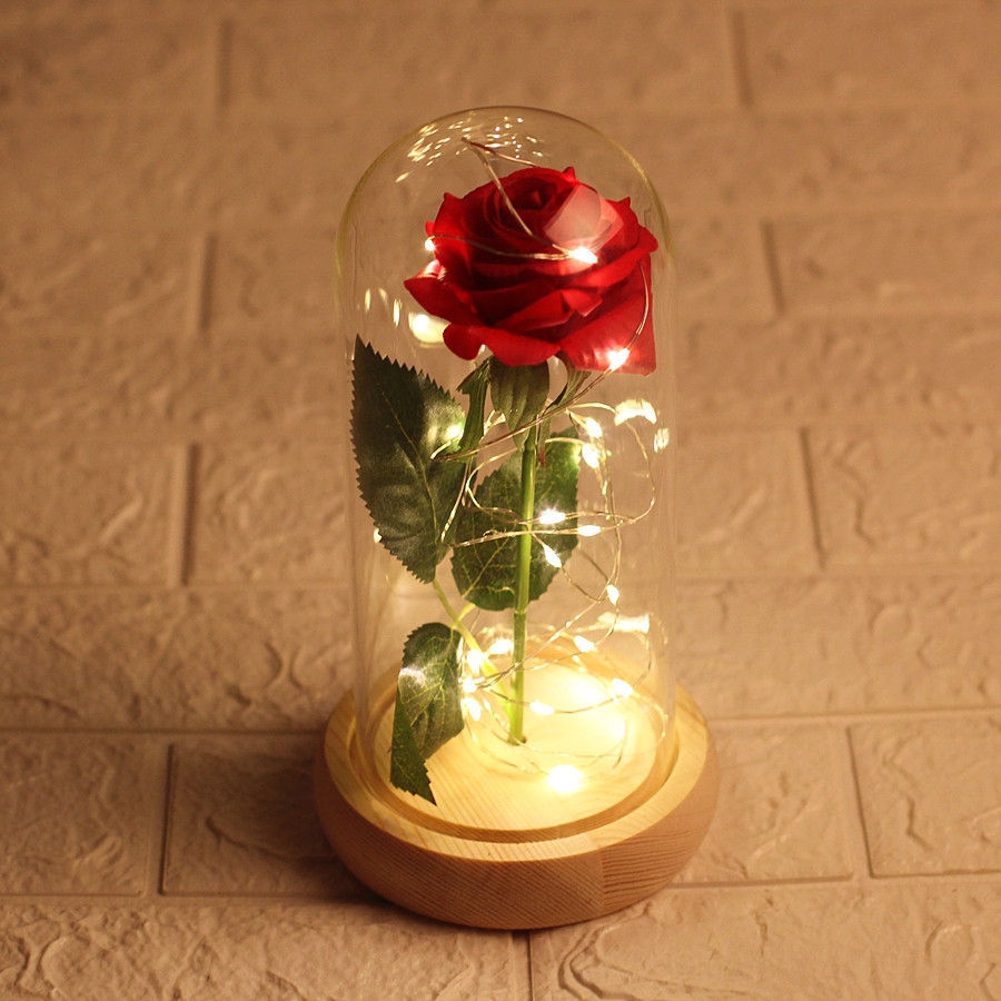 Winseeliving Luminaria de LED Rosa Encantada A Bela e a Fera / Rosa  Vermelha | Shopee Brasil