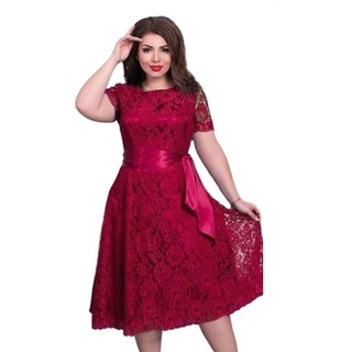 Vestido Madrinha 26 Plus Size Batizado Rodado Festa Renda