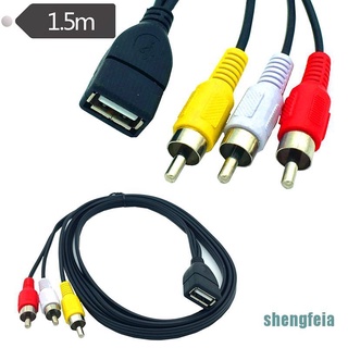 5feet/1.5m Cabo Adaptador De Vídeo rca usb 2.0 Fêmea Para 3 Macho a/v