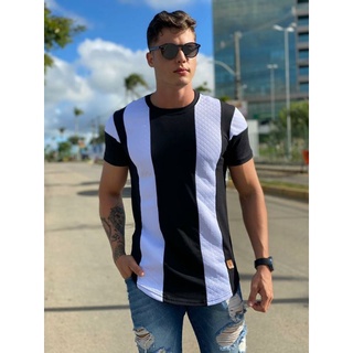 Camiseta oversized masculina. camisa masculina longline listrada, camisa longline listrada
