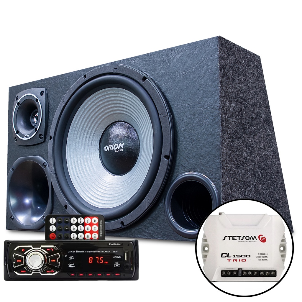 Kit Som Caixa Trio Sub 12 Leson Aparelho Mp3 Bluetooth Modulo Amplificador Stetsom em Oferta na Shopee