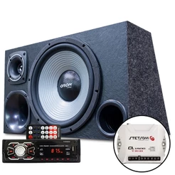 Kit Som Caixa Trio Sub 12 Leson Aparelho Mp3 Bluetooth Modulo Amplificador Stetsom