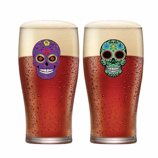 Copo de Cerveja de Vidro Pint HH Caveira 590ml 2 Pcs