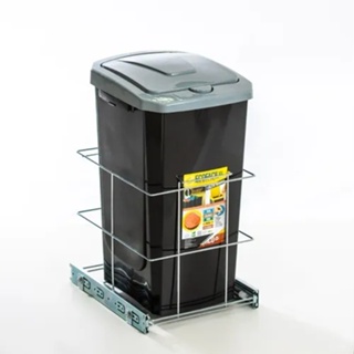 Lixeira Deslizante Preta 30 Litros De Embutir Tampa Click em Oferta na Shopee