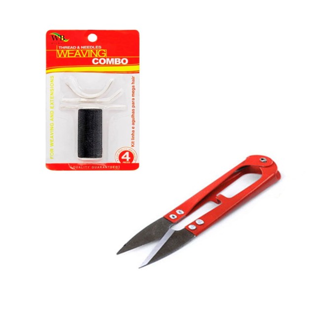 Kit Entrelace 1 Linha 10 Metros + 3 Agulhas Para Mega Hair + TESOURA ARREMATE em Oferta na Shopee