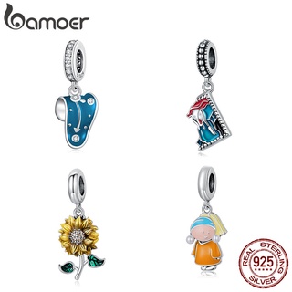 Bamoer Pinturas Da Arte Série 4 Estilos Encantos Moda Para Colar De Prata Esterlina 925 Acessórios Jóias DIY SCC2078