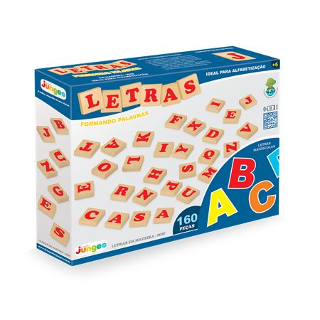 Kit de Letras com 160 peças em madeira Junges