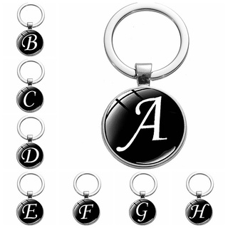 Novo Simples 26 Letras Em Inglês Chaveiro A-Z Alfabeto Vidro Fashion Bag Ornamentos Para Mulheres Aniversário Presentes Carro Porta-Chaves