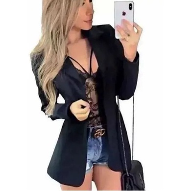Sobretudo Feminino Max Blazer Plus Size Alongado Neoprene Casaco Frio