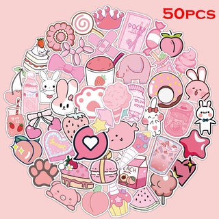 50 Pcs Rosa Série Bonito Dos Desenhos Animados Adesivos Para Laptop Bagagem Da Bicicleta Skate Brinquedos Crianças À Prova D