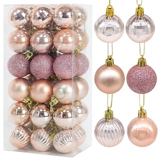 Decoração De Natal / 4cm 36 Pçs Bolas Coloridas De Natal Com Glitter Para Decoração De Árv...