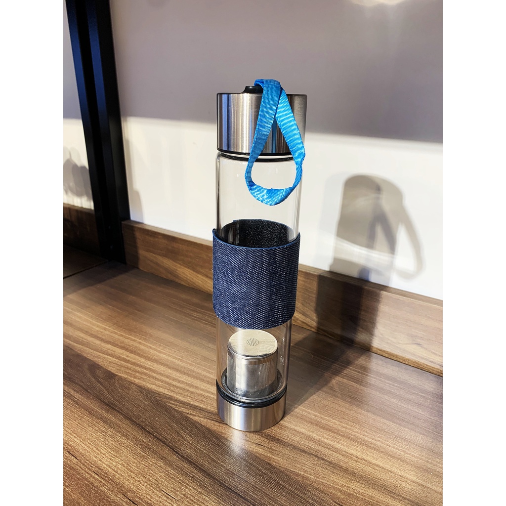 Garrafa Vidro Para Chá Infusor Inox No Fundo Detox Com Capa Protetora  460ml em Oferta na Shopee