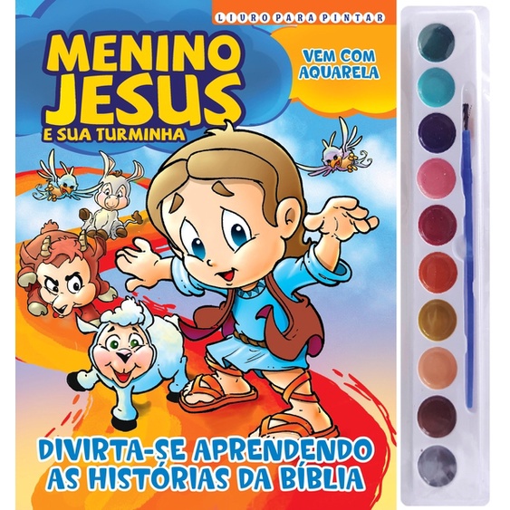 Menino Jesus Livro para Pintar com Aquarela em Oferta na Shopee