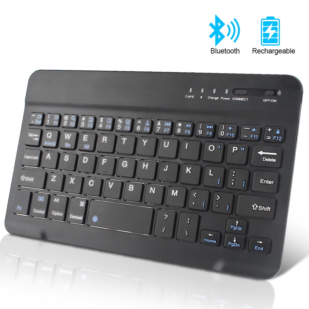 Mini Teclado Bluetooth Sem Fio De 7', Ultrafino Recarregável Para Android IOS Mac OS E Windows