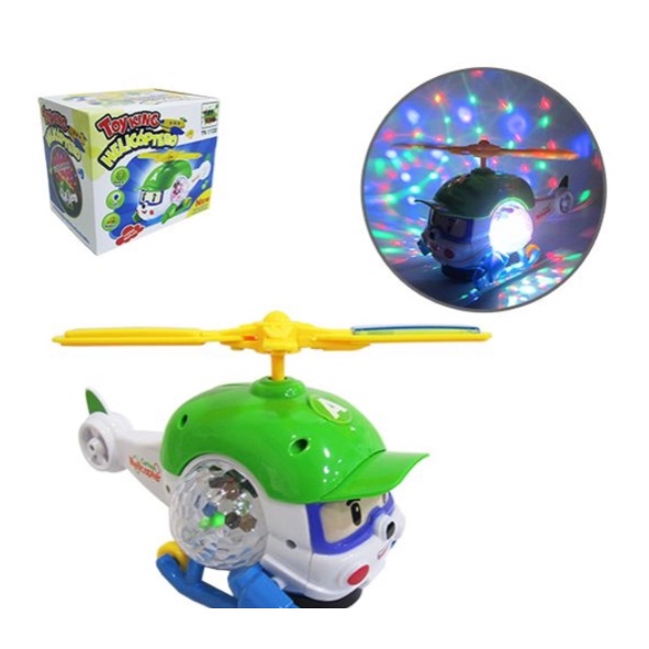 Helicóptero Bate e Volta Boné Toy King Com Som e Luz + Globo Giratório A Pilha