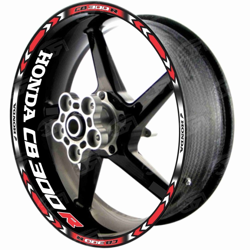 Adesivo Friso Refletivo Roda Moto Honda CB 300R CB300R CB 300 R + Adesivos Internos M01 vermelho