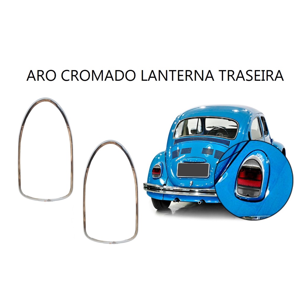 Aro cromado moldura lanterna traseira Volkswagen Fusca VW Sedan 1300 1500 1600 (PAR) Fuscão