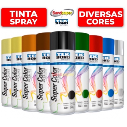 Tinta Spray Tek bond Uso Geral Varias Cores 350 ML secagem rápida.