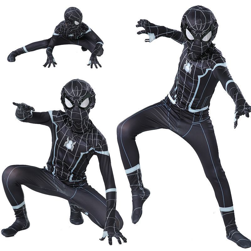 Llarge Size Black Spider-Man Homecoming Cosplay Costume Spiderman Jumpsuit  For Adult & Kids Halloween Costume | Shopee Brasil