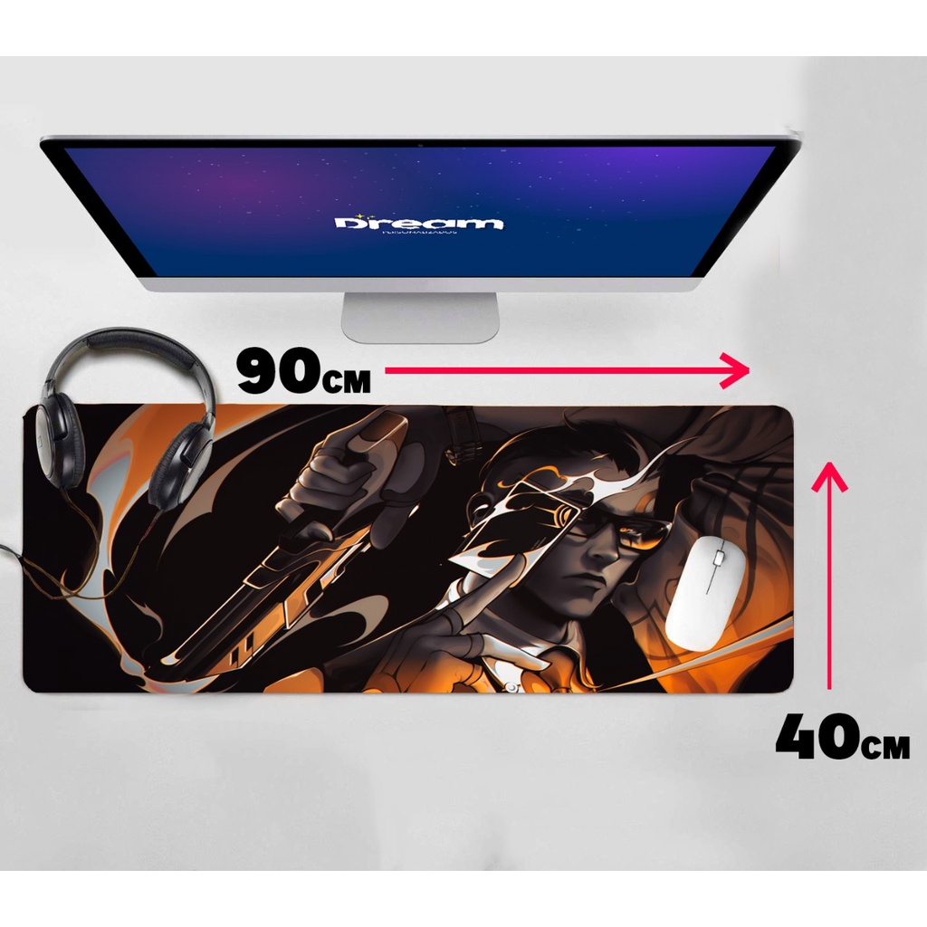 Mouse Pad Gamer Valorant Chamber Extra Grande 90x40 Personalizado borda