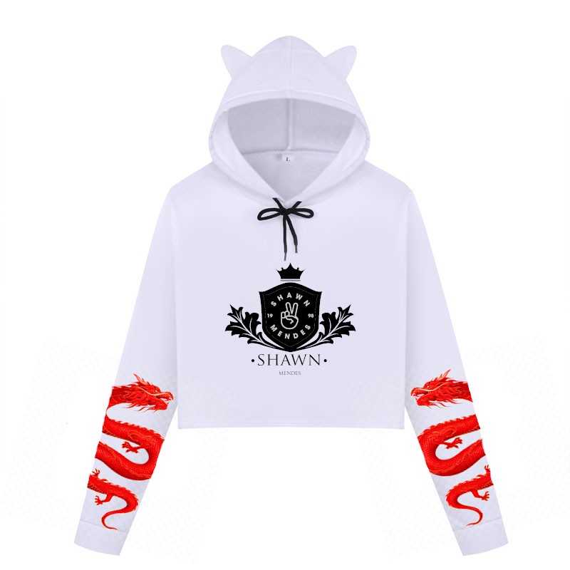 Blusa Cropped de Moletom Dragão Vermelho Shawn Mendes A467