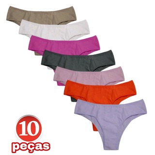 10 calcinha 100% algodao conforto modelo tanga biquine cores sortidas envio imediato 101