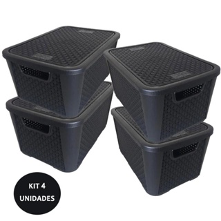Combo 4 Caixas Organizadoras Rattan 8,8 Litros 2051 PLASNEW em Oferta na Shopee