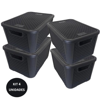 Combo 4 Caixas Organizadoras Rattan 8,8 Litros 2051 PLASNEW
