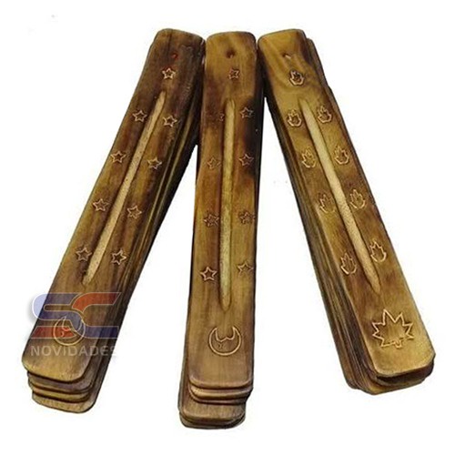 Imagem Kit 3 Incensário Porta Incenso  Régua de Madeira Indiano Rústico | Artesanal | Ideal para Meditação e Aromaterapia