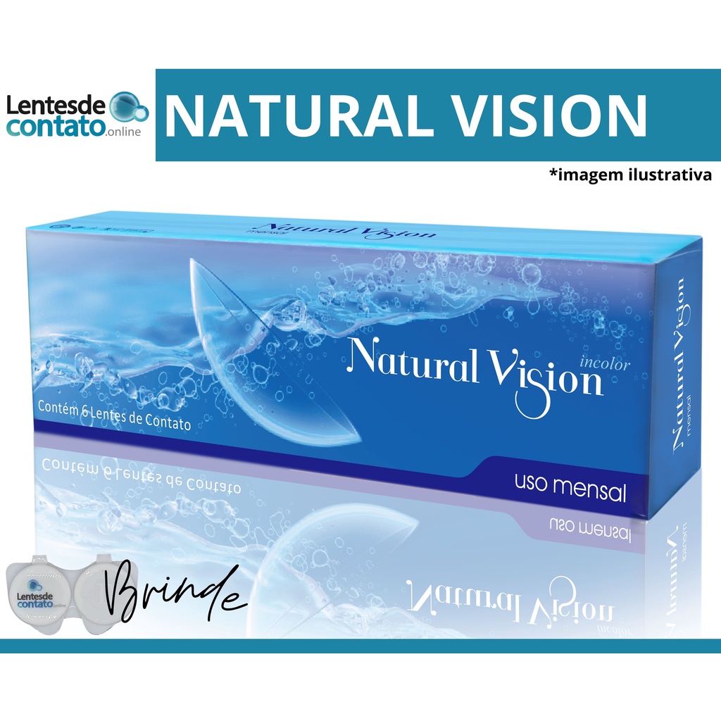 Lentes de Contato Natural Vision Incolor com grau MENSAL - Caixa com 6 lentes