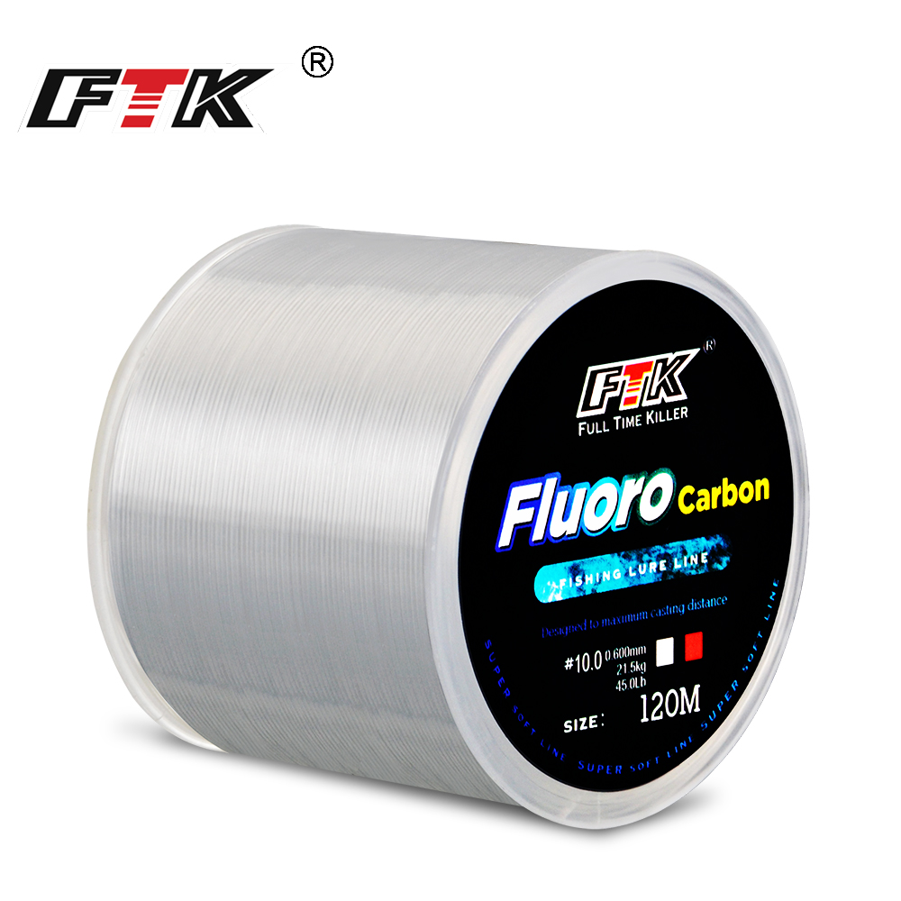 FTK 120m Linha De Pesca Corda Nylon Revestimento De Fibra De Carbono De Carpa Monofilamento