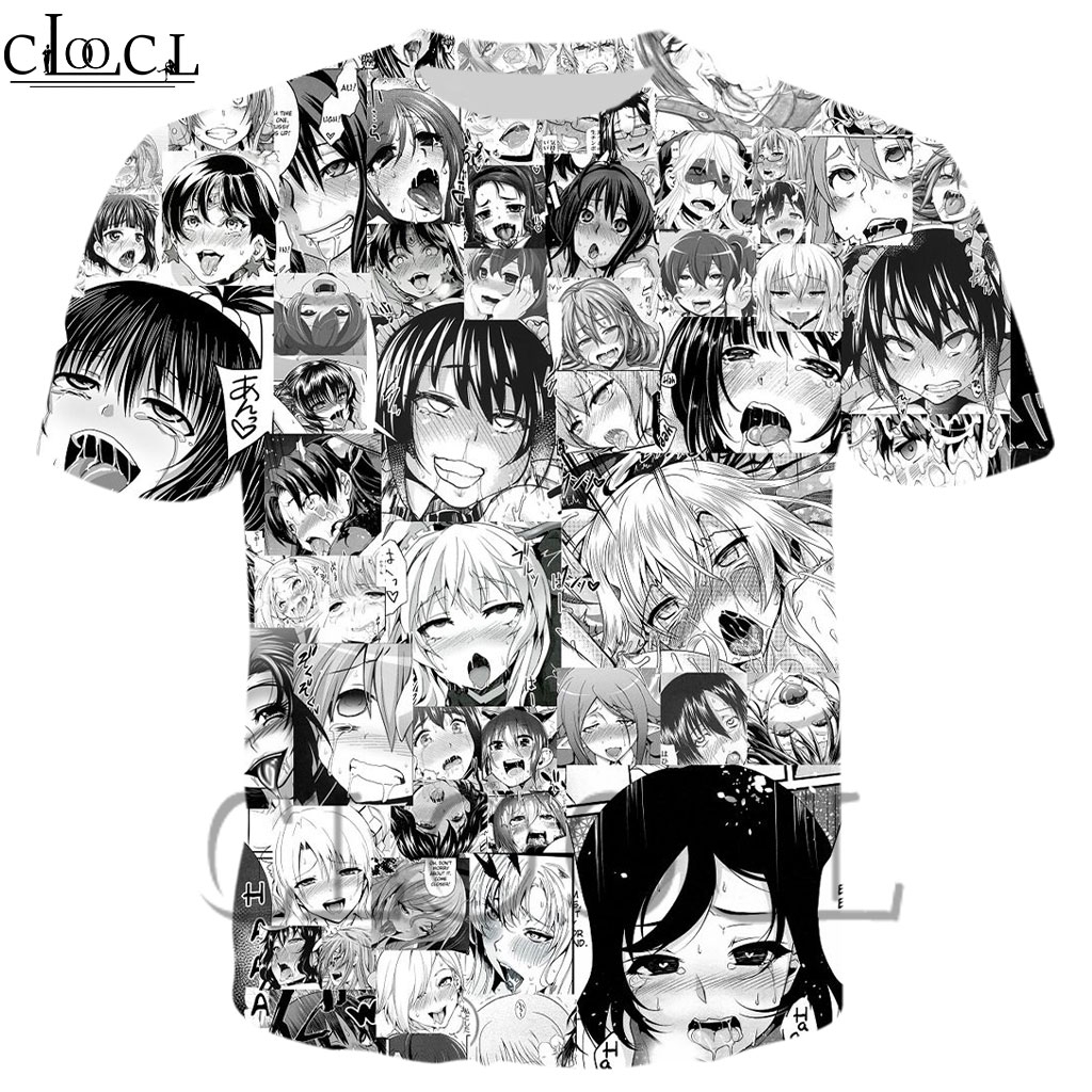 Cloocl Ahegao Hentai Camiseta De Manga Curta Com Estampa De Anime Japonês 3D