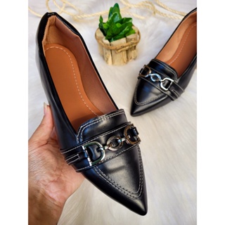 Sapatilha Feminina Mocassim Feminino Bico Fino Preto Detalhe Metalizado Confortável Casual Sapato Feminino Promoção em Oferta na Shopee