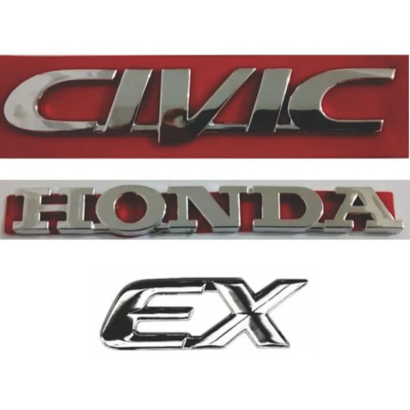 emblema letreiro Honda Civic ex 3 peças ano modelo 97 a 2000 linha antiga fita 3M