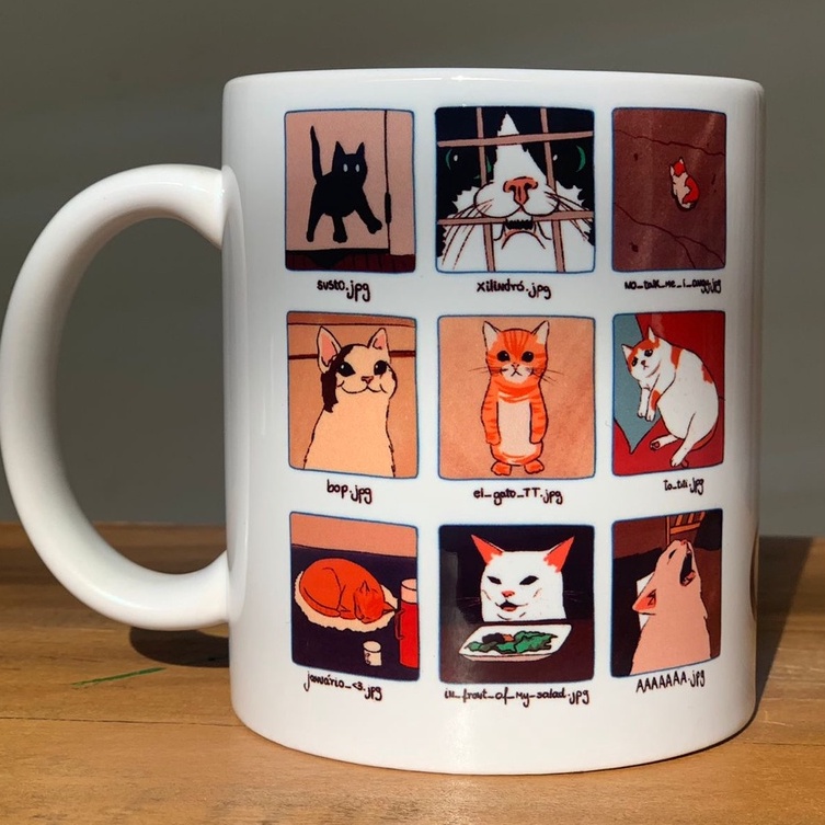 Cozinha Decoração Caneca Memes de Gato em Oferta na Shopee
