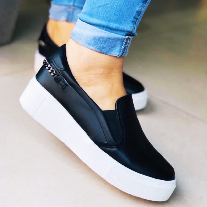 Tênis Slip On Plataforma Feminino Super Leve Confortável Plataforma Alto Casual Macio em Oferta na Shopee