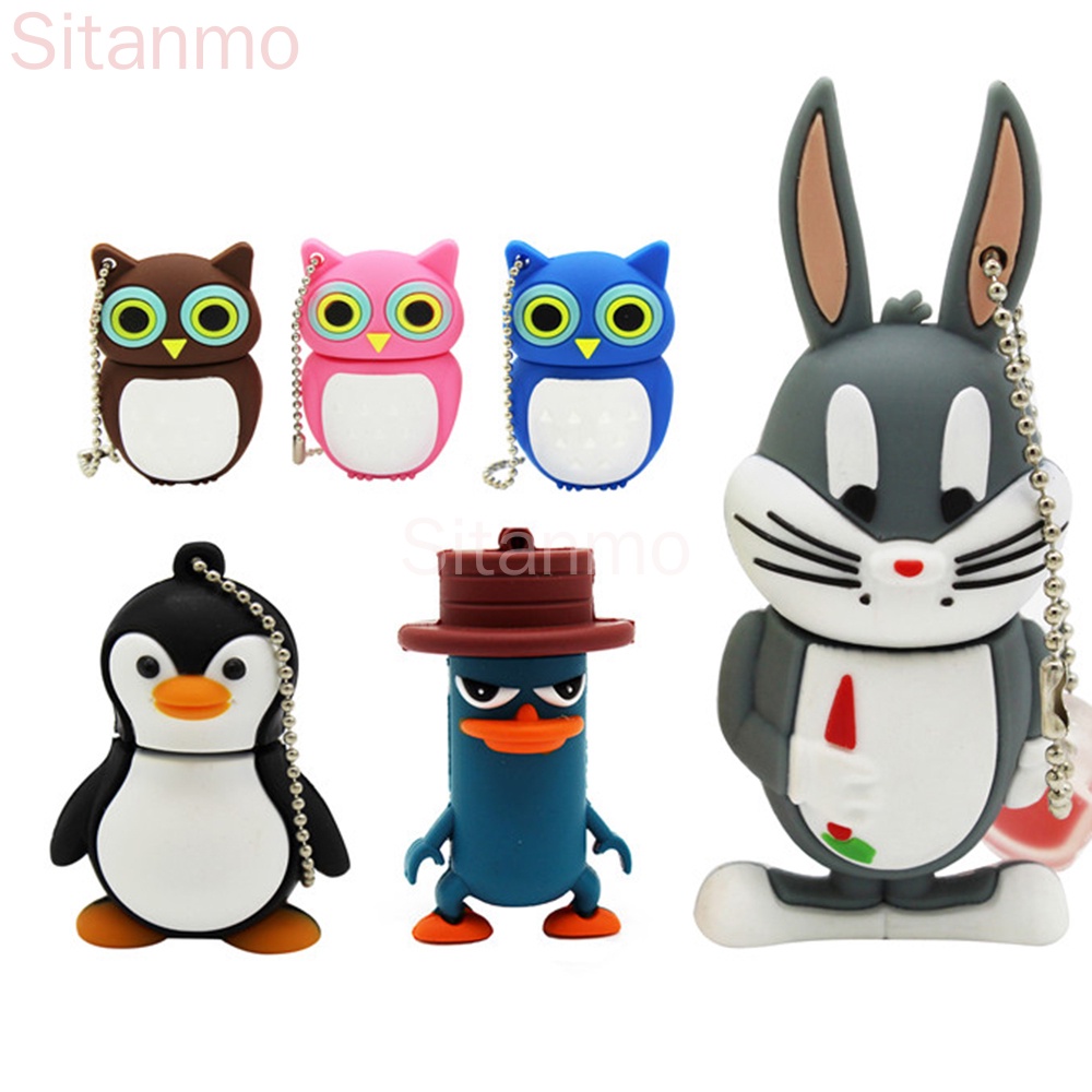 Pendrive USB Dos Desenhos Animados 2TB 1TB 128GB 64GB 32GB Memória Vara 16GB 8GB 4GB 2GB 1GB Bonito Coruja Coelho