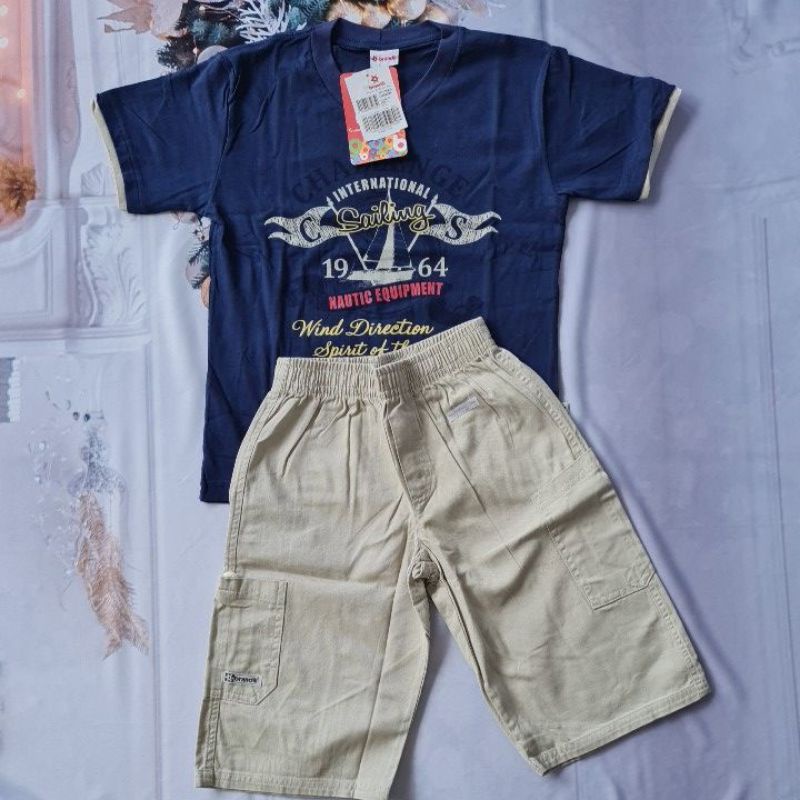 Conjunto Infantil Masculino Camiseta e Bermuda Cargo Brim Brandili - 21252//44