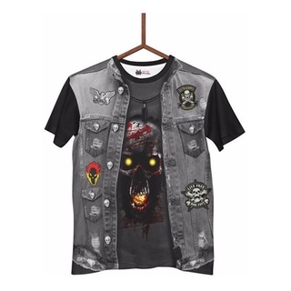 Camisa Caveira Jaqueta Jeans Moto Clube Skull 3d Cv017