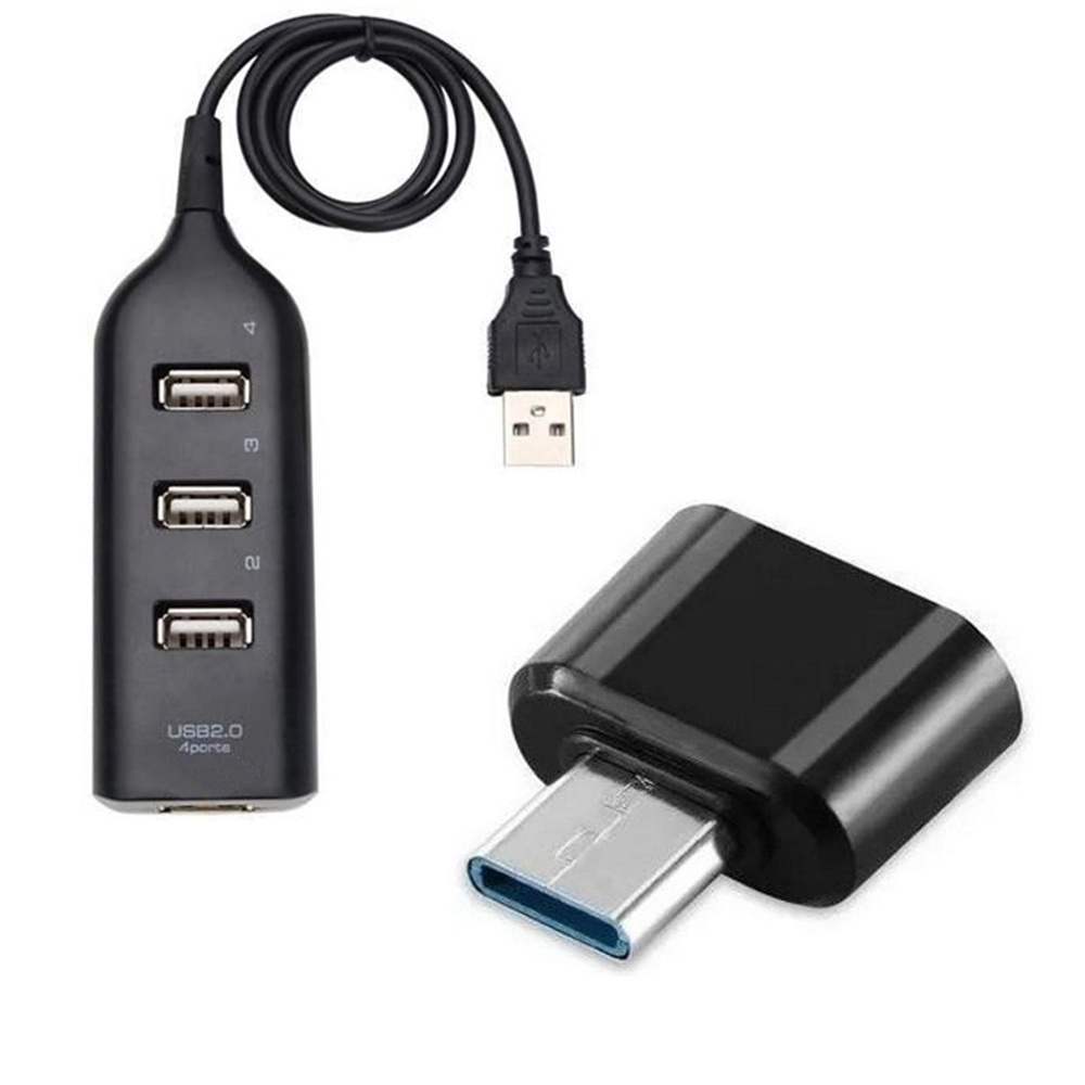 Hub Usb Otg Tipo C 4 Portas Usb 3.0 Adaptador De Teclado Mouse Para Celular Pen Drive Kit Mobilador Game Com 1 Metro