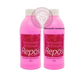 Kit 02 Removedor Esmalte 500ml Solução Sem Acetona Repos Cosméticos