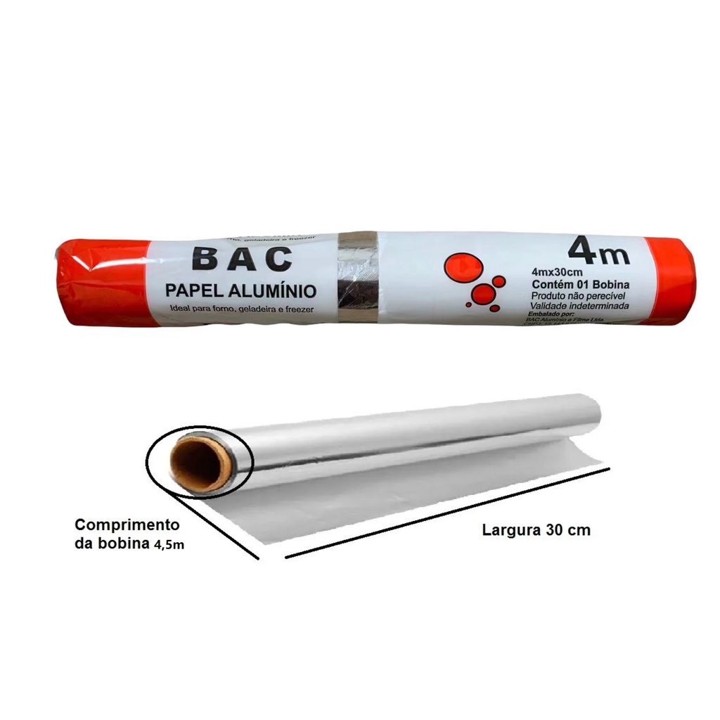 Papel Alumínio 4m X 30cm BAC
