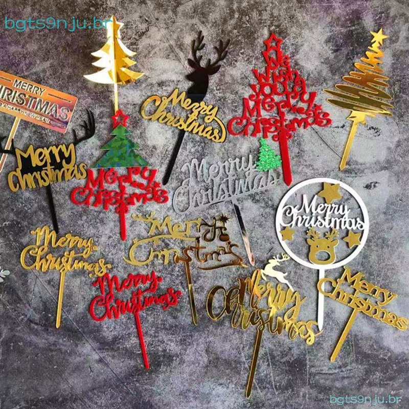 Topo Do Bolo Assando Árvore De Natal Criativo Feliz Natal Bolo De Acrílico  Inserir Cartão De Decoração Do Bolo Do Partido De Natal | Shopee Brasil