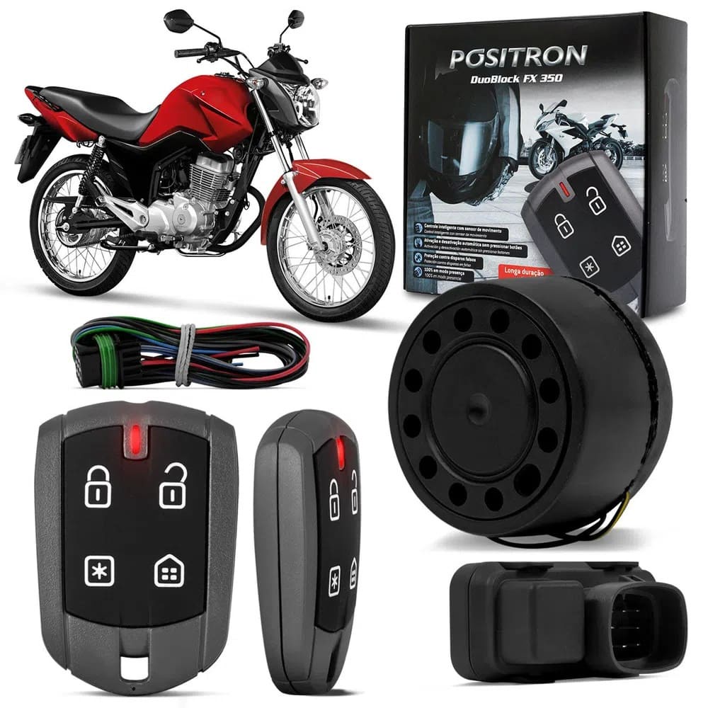 Alarme Moto Positron Duoblock FX350 G8 Universal Presença Sensor de Movimento Botão Secreto
