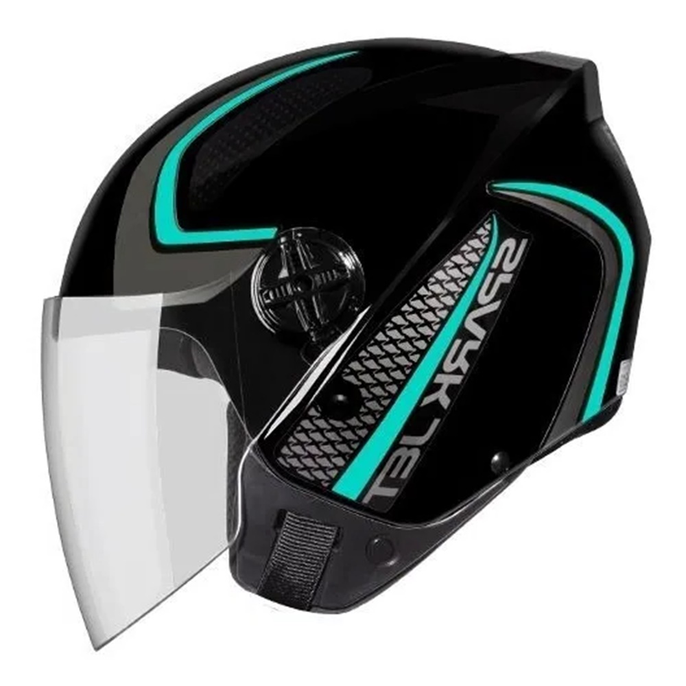 CAPACETE ABERTO EBF JET SPEED PRETO E TIFANY