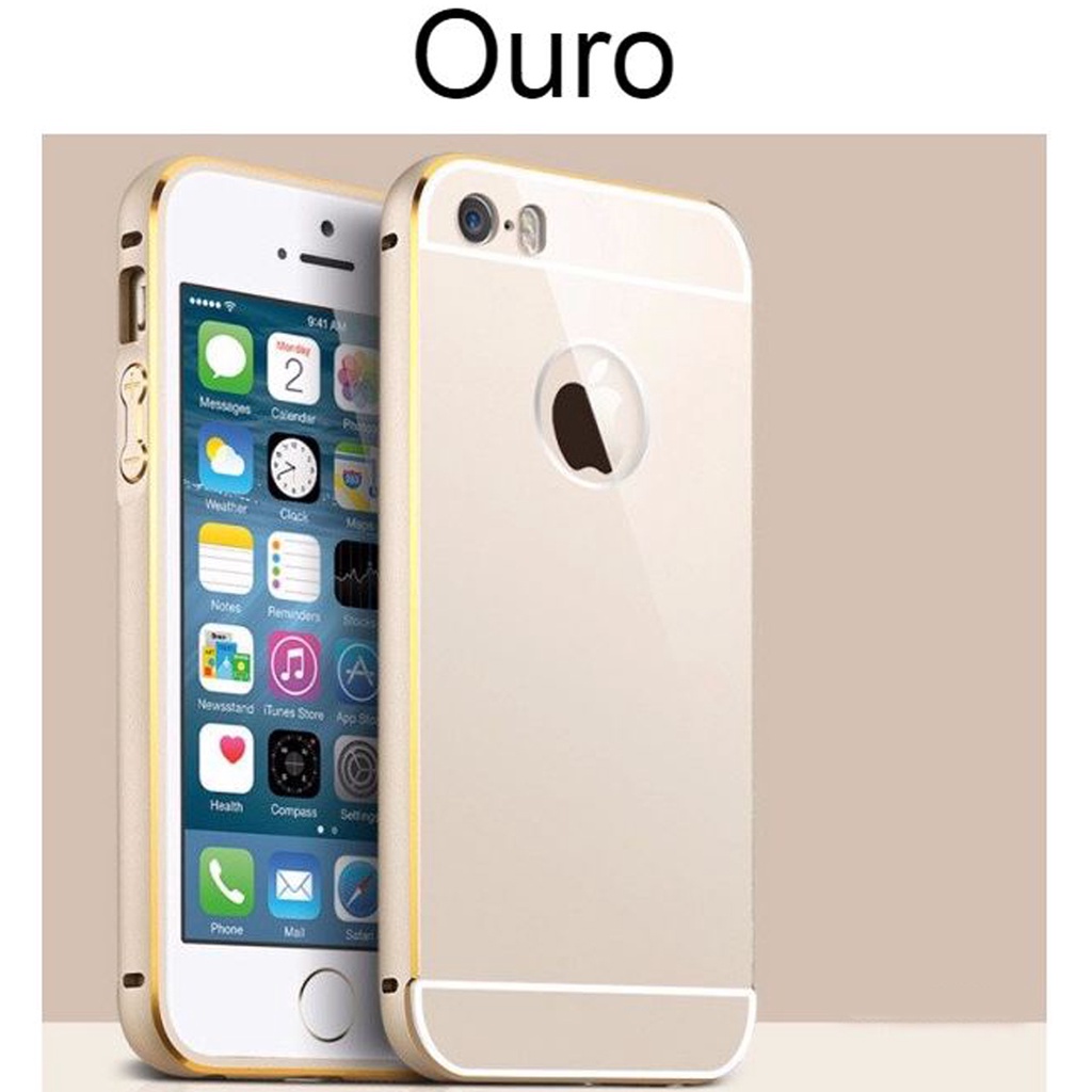 Capa Bumper Alumínio Espelhada iPhone 5, 5s, 5se dourado