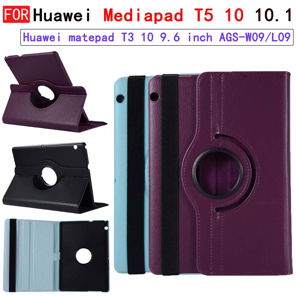 Para Huawei MediaPad T5 10 AGS2-W09/L09/L03/W19 ' T3 10 AGS-W09 AGS-L09  AGS-L03  polegadas Girar Caso PU De Couro 360 Graus De Giro Stand Case  Capa Protetora Cheia | Shopee Brasil