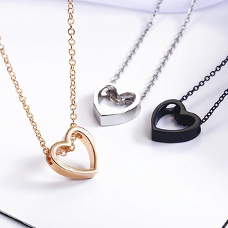 Colar Feminino Em Formato De Coração Com Pingente De Aço Inoxidável