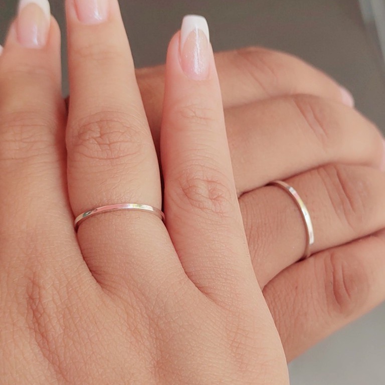 Par de Aliança Prata 925 1,2mm Prata Legítima Fio Quadrado Namoro Compromisso Casamento Noivado em Oferta na Shopee