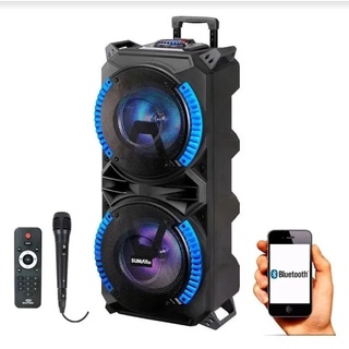 Caixa Amplificada Sumay Magnum 800w 2x8 Poleg Bluetooth Usb - Karaokê - Microfone C/Fio - Multimídia
